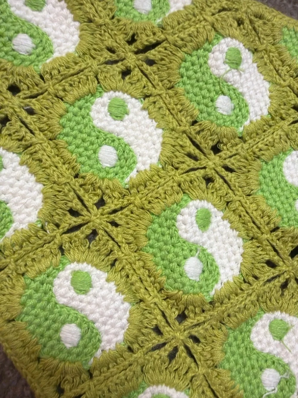 Crocheted Triangle Bandana Scarf in Lime Green 0858